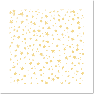 Shining yellow gold stars pattern Posters and Art